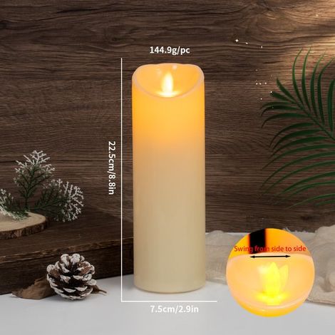 1 Candela da esterno impermeabile con luce LED, senza fili e sicura, 7,5 x 22,5 cm, candela LED lampeggiante, timer e funzionamento a batteria, plastica (1/4)