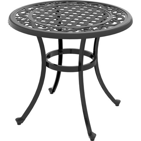 Beistelltisch, Gartentisch, Terrassentisch Mit Aluminiumrahmen, Couchtisch Bis 50 Kg Belastbar Für Garten, Balkon, Schwarz, 60 X 60 X 53 Cm