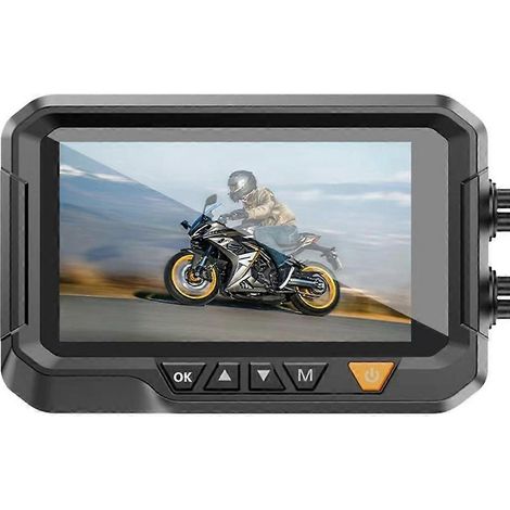 Caméra embarquée moto 3,4 pouces 1080p, caméra DVR avant et arrière avec suivi GPS, contrôle par application et enregistreur vidéo en boucle (1/4)