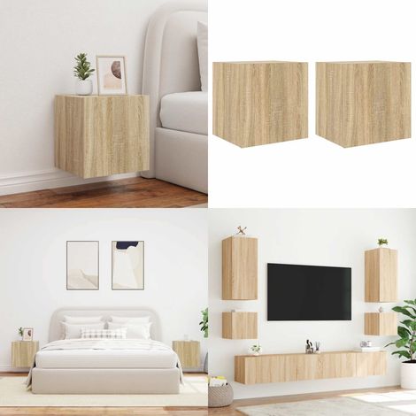 TV-Wandschränke mit LED-Leuchten 2 Stk. Sonoma-Eiche - TV-Schrank - Holzschrank - Regal - Wohnzimmer Dekoration - Smart Home - Home & Living