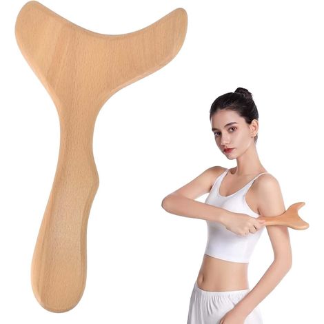 Massage-Holzmassagegerät – 1 Stück – Naturbuche – Ganzkörpermassage – Nacken, Rücken, Schultern – 29 x 16 x 1,6 cm (1/5)
