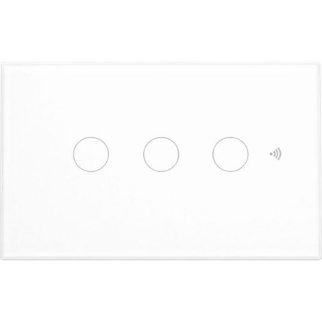 Interruttore Led Dimmer Taglio Di Fase, Pannello Touch, Colore Bianco, WIFI + Bluetooth, APP TUYA Smart Life, 220V 10A, 120X72X38mm Per Scatola 503, IP20, Disponibili 1,2,3 Tasti (3 Tasti) (1/3)