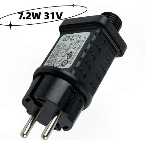 1 transformateur LED 72 W 31 V, étanche IP44, avec minuterie intégrée pour guirlandes lumineuses intérieures et extérieures. (1/5)