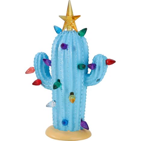 Cactaceae de noël en céramique bleue, décoration multifonctionnelle, finition brillante, arbre lumineux pour la maison (1/5)