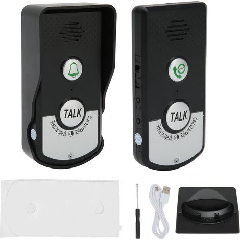 Lot de 2 Sonnette D'Interphone Vocal, 1000 M de Charge USB Intelligente sans Fil Appel Sonnette étanche sans Fil Interphone de Sonnette pour Bureau à Domicile - (1/5)