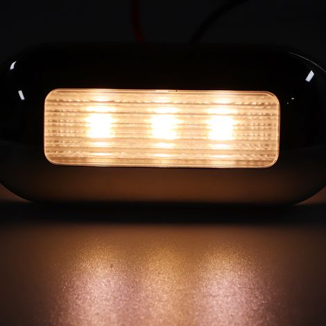 Balise lumineuse LED en acier inoxydable pour bateaux et camping-cars, éclairage de porte, éclairage d'escalier, 3 LED, 12 V CC, lumière blanc chaud (1/5)