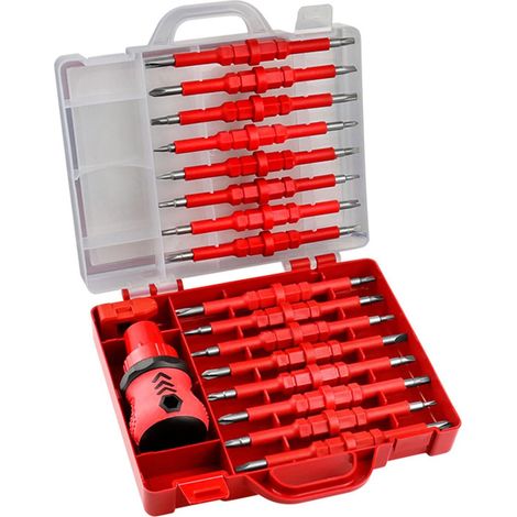 Set mit 34 hochwertigen Ratschenschraubendrehern, inklusive Aufbewahrungslösung