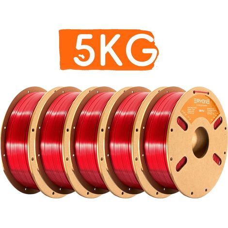 Filamento per stampa 3D, materiale PLA, finitura lucida, rosso - 5 kg (1/2)