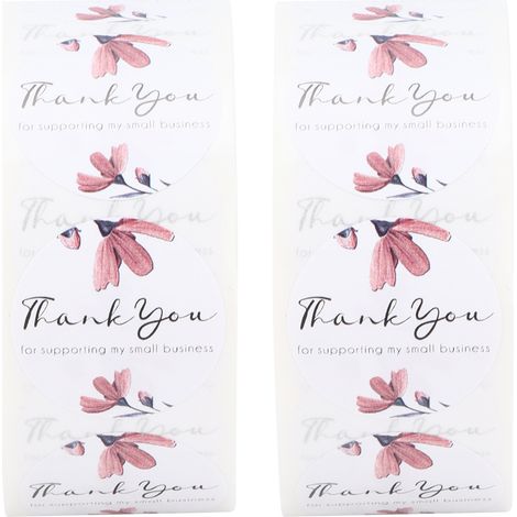 Lot de 2 rubans adhésifs décoratifs Washi Tape à motif floral rose « Merci » pour scrapbooking (1/5)