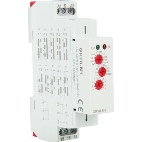Relais temporisé GRT8-M1 avec 10 fonctions 35MM montage rail DIN AC/DC 12V 240V 50-60Hz (1/5)