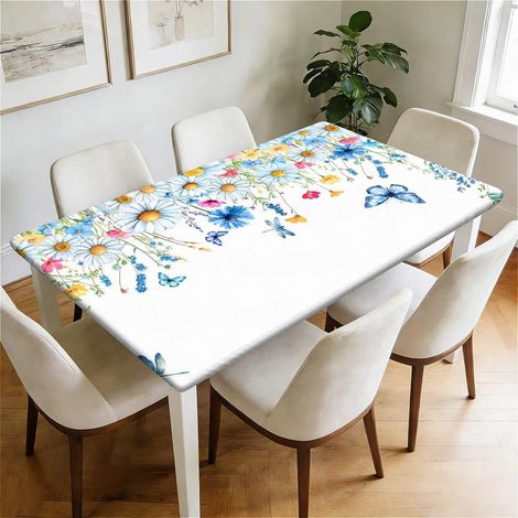 Housse de table rectangulaire 120x80cm avec élastique, imperméable et lavable