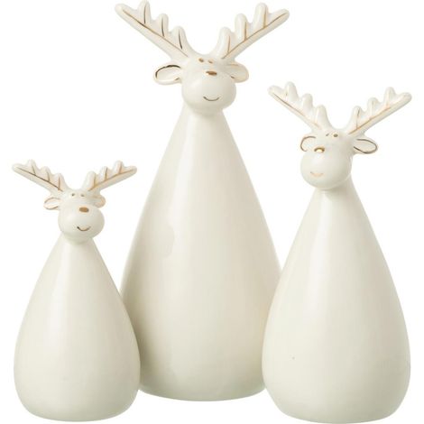 Lot de 3 Rennes Déco "Ovales" 21cm Écru (1/2)