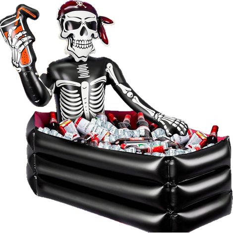 Seau glacière gonflable crâne Halloween PVC, porte-boissons fête, décoration jardin extérieur (1/5)