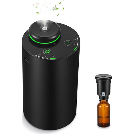 Diffuseur d'huiles essentielles portable sans eau, rechargeable pour voiture, purificateur d'air à 3 intensités, minuterie 1/2/3 heures