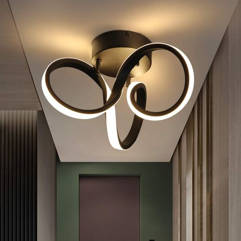 ZMH Plafonnier LED Moderne Lampe de Plafond - 19W Noir Lampe de Chambre en Metal 3000K Blanc Chaud Intérieur Lampe de Décoration pour Salon Coucher Cuisine Couloir Salle à Manger-Noir