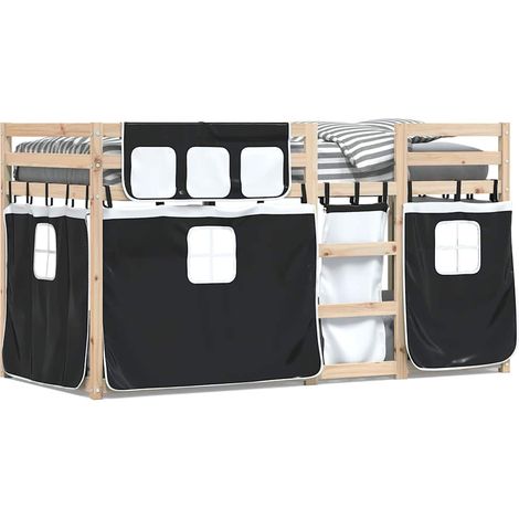 Maison Exclusive - Etagenbett mit Vorhängen Weiß & Schwarz 90x190