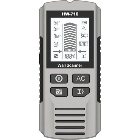 Manueller Metalldetektor – Sicherheitsscanner/Bolzenfinder – Wandinspektion – Multifunktionales LCD-Display – 17,4 cm – Silber (1/5)