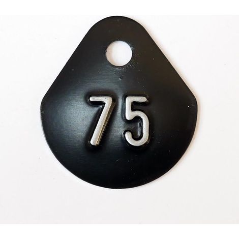 Chiffre goutte d'eau fond noir (à l'unité) estampé "75" en relief blanc hauteur d'écriture 11mm DERANCOURT
