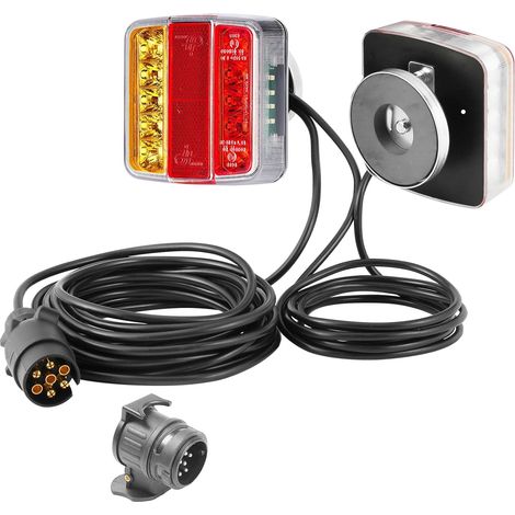 12v Feux De Remorque Led Aimanté,Kit Feu Remorque 7 Broches Avec Câble 7.5m avec 13 vers 7 Broches Adaptateur,Feux Remorque Led Avec Faisceau (1/5)