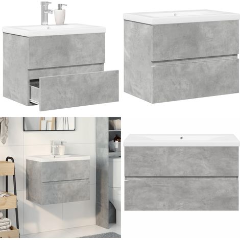 vidaXL Ensemble de meubles de salle de bain 2 pcs gris béton (1/5)