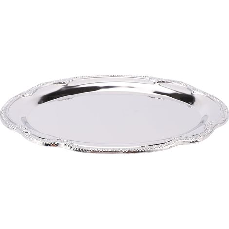 Plateau de service en argent miroir ovale en acier inoxydable plateau d'apéritif décoratif vintage élégant pour bijoux de fête de mariage buffet 28 cm/11,0 pouces