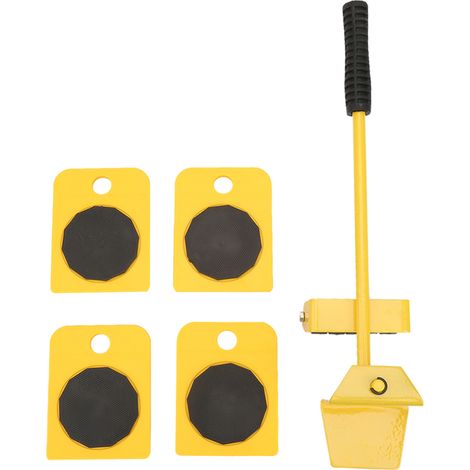 Kit de transport de meubles avec plaque de levage jaune pour charges lourdes jusqu'à 150 kg (1/5)