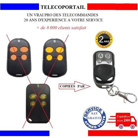 Télécommande copieuse - TELECOPORTAIL - Sentinel SCS Acces 4C - 4 canaux - 433.92 MHz (code fixe) - Résistante (1/2)