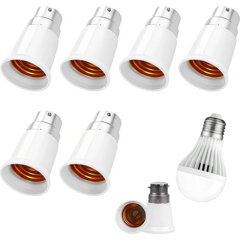 Adaptateur B22 vers E27 - Lot de 6 - Matériau Ignifuge - Conversion Douille Baïonnette - Maison et Bureau - 62x36mm