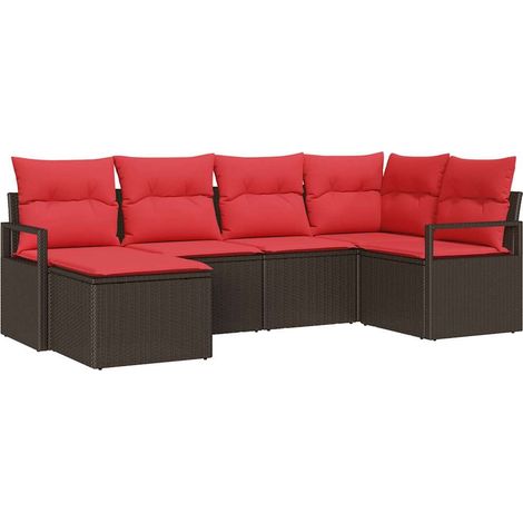 Set di divani con cuscino 6 pcs Marrone polyrattan vidaXL