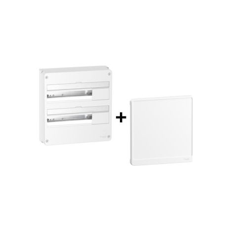 Schneider - Resi9 - Coffret 2 Rangu00e9es de 18 Modules + Porte Blanche -Ru00e9f. : R9H18402+R9H18422 (1/4)