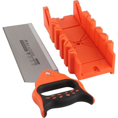 Caja de ingletes con abrazadera de 12 pulgadas, caja para sierra de lomo de 14 pulgadas para trabajos de carpintería de bricolaje (1/5)