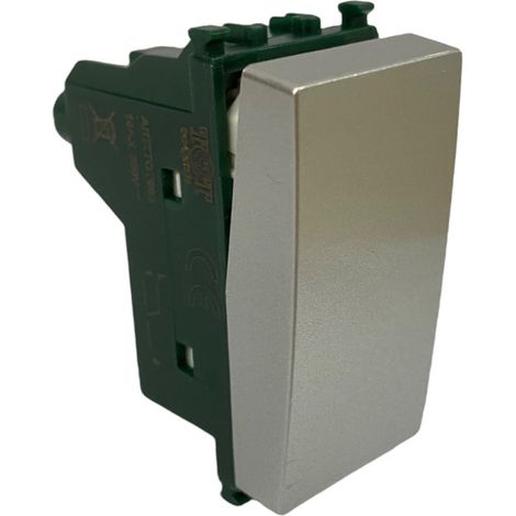 Kit 2 deviatore bipolare silver compatibile con vimar plana interruttore pulsante 2p 16ax 250vac (1/3)