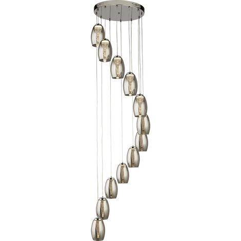 Searchlight Cyclone Pendente Drop 12 Luci, Vetro Fumé 3000K (1/5)