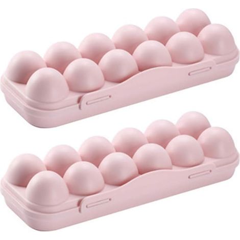 Set mit 2 Eierkartons mit Deckel, 12 stapelbare Fächer für den Kühlschrank, aus Polypropylen, zur Aufbewahrung in der Küche (1/5)