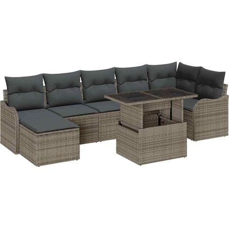 Maison Exclusive - Set Divano da Giardino 8 pcs Grigio Rattan in Polipropilene