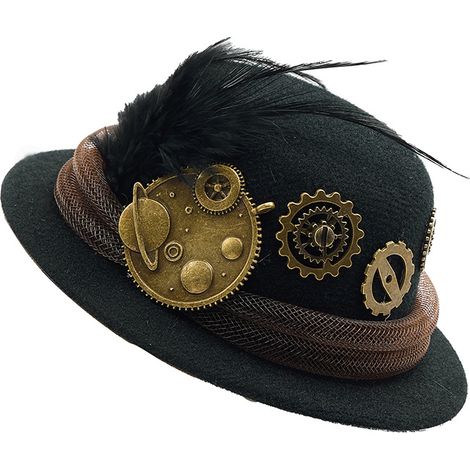 Steampunk feather gear top hat gothic hose Lolita hat hair clip performance headdress props (1/5)