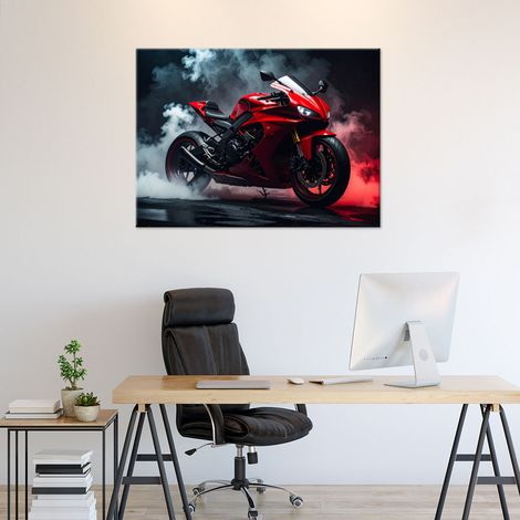 Wandbild Rotes Motorrad 90x60 (1/4)