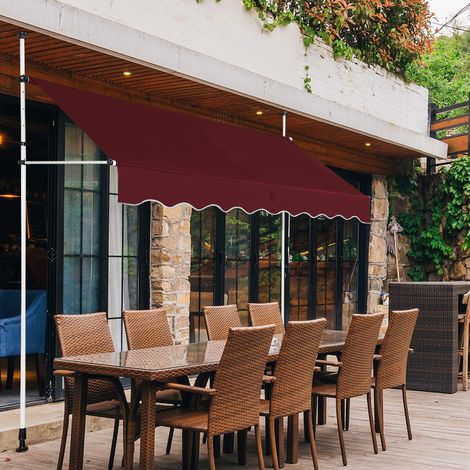 Fenêtre, terrasse ou jardin : store banne manuel 250 cm anti-UV, hauteur réglable, design moderne (1/5)