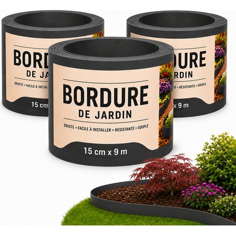 Bordure de Jardin Flexible 15 cm x 27 m - Bordure Fine et Souple pour Pelouse, Massifs et Allées - Délimitation Discrète et Durable - Résistante au Gel et aux UV - (1/5)