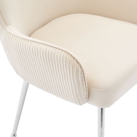 Chaises de salle à manger en velours (lot de 6) — Adaptées aux salons, chambres ou espaces de détente  dotées de pieds en métal argenté, d'accoudoirs, de patins antidérapants réglables et d'un soutien (1/5)
