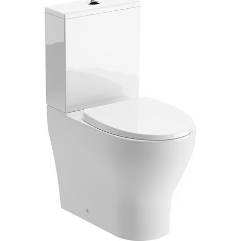 Signature Como Rimless Back to Wall Close Coupled Toilet with Push Button Cistern - Soft Close Seat (1/4)