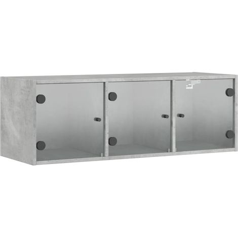 Maison Exclusive - Mobile a Muro con Ante in Vetro Grigio Cemento 102x37x35 cm