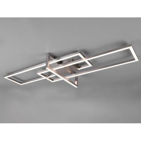 Große LED Deckenleuchte SALINAS mit Switch Dimmer Silber matt, Breite 100cm