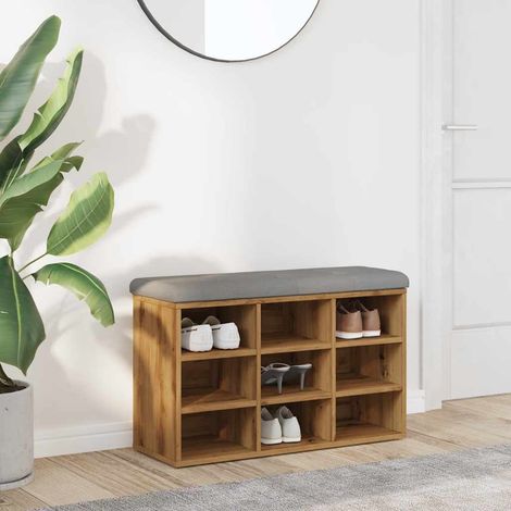 Banco zapatero madera de ingeniería roble artisan 82x32x50 cm vidaXL