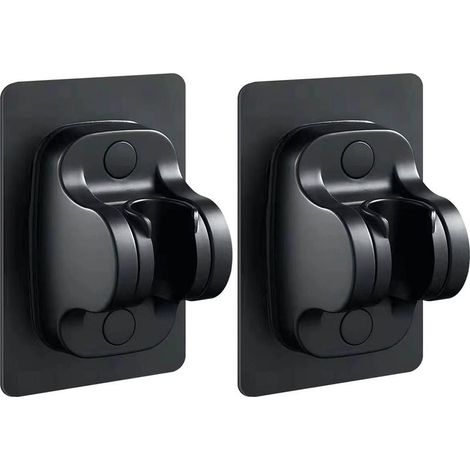 Lot de 2 Duschkopfhalterung Sans Perçage Fortement Adhésif, Support de Douchette pomme de douche Support, Noir (1/5)
