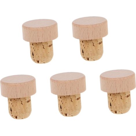 5 bouchons liège, naturels, réutilisables, pour vin et bière (1/5)