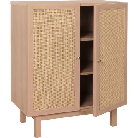 [NEUWERTIG] Highboard HHG-394, Kommode Schrank Sideboard, Staufächer, Kubu Rattan 98x79x42cm natur
