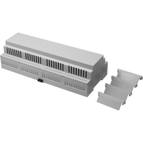 Kit de boîtier rail DIN RS PRO Top ouvert, côtés à ventilation, Dimensions 212.1 x 90 x 58mm 8 pôles ( Prix pour 1 )