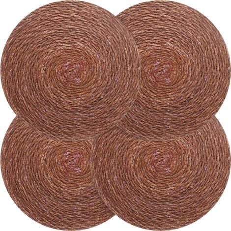 Manteles de hierba marina 4 pcs Marrón Ø 30 cm vidaXL