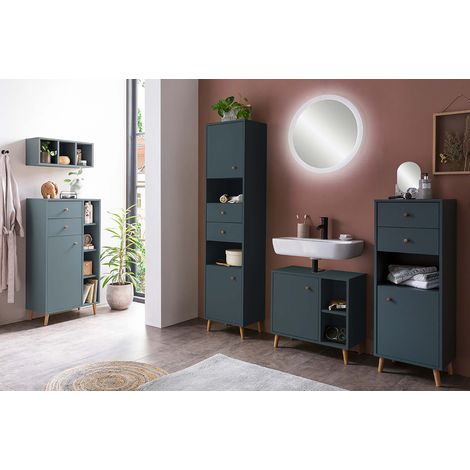 Badezimmer Komplett Set BELFORT-80 im skandinavischen Design in blau (1/5)